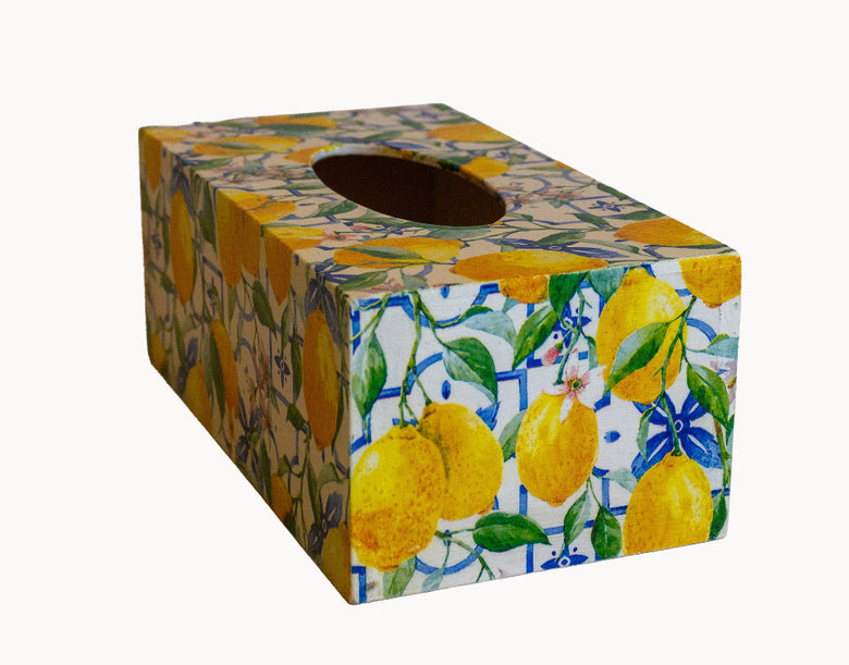 Cutie de servetele decorata cu lamai