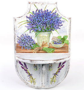 Etajera lemn cu lavanda